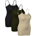 thumbnail image 2 of Emmalise Women's Basic Casual Long Camisole Cami Top Value Combo- 3Pk - Black, Olive, Khaki, Large, 2 of 8
