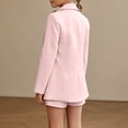 thumbnail image 5 of Wxolcjlv Girls Formal Outfits Solid Color Button Lapel Blazer Baggy Shorts Sets, Sizes 3-14, 5 of 7