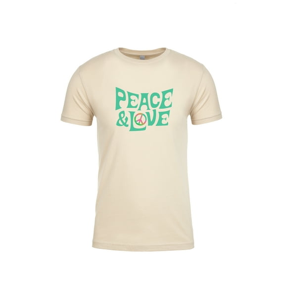Peace and Love Adult Unisex Short Sleeve T-Shirt-Cream-Large