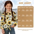thumbnail image 7 of Xoenoiee Sunflower Bee Print Girls Long Sleeve Shirts Tie Hem Fall T-Shirt Round Neck Tops Blouse Pullover Tunic Outfits Fall Clothes, 5-6 Year, 7 of 7