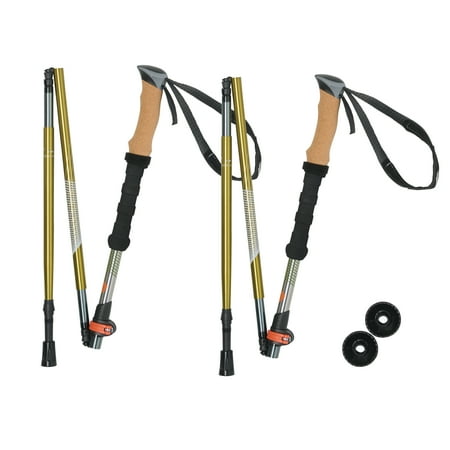 Ozark Trail Aluminum Folding Quick Lock Trekking Poles with Cork Grip, 2 Hiking Poles