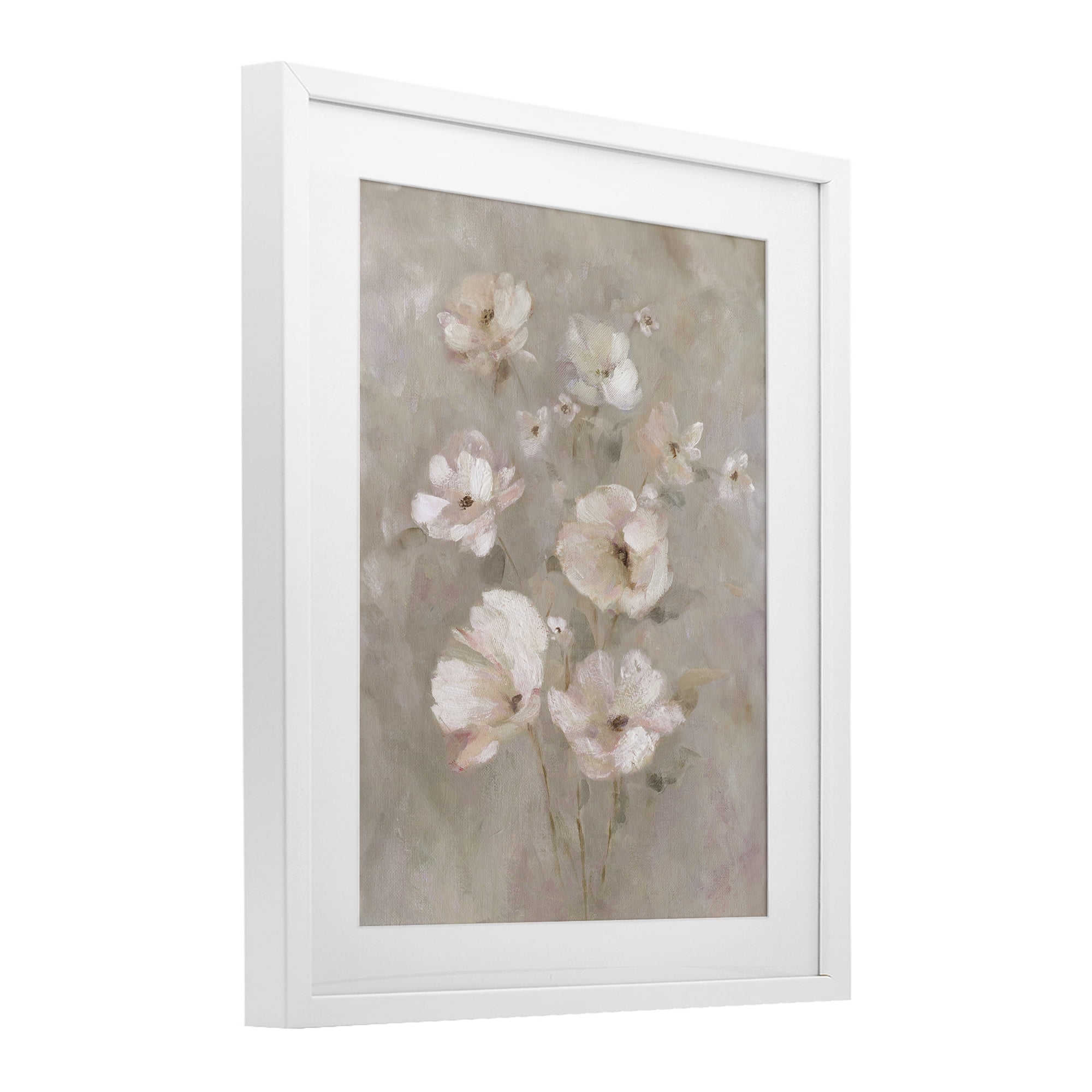 Stupell Industries Blush Florals over Beige White Framed Print Under Glass, design by Carol Robinson