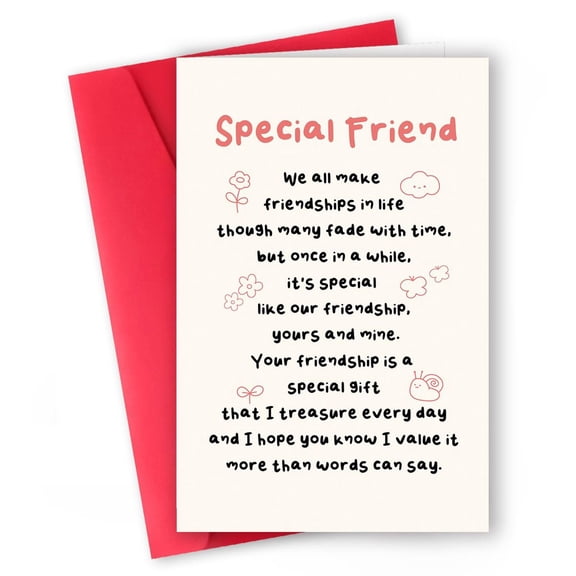 Special Friend Card – Heartfelt Appreciation Design with Red Envelope – Perfect for Celebrating Friendship and Cherishing Connections