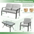 thumbnail image 3 of Gymax 4PCS Furniture Set Outdoor Conversation Sofa w/ Tempered Glass Coffee Table Patio, 3 of 4
