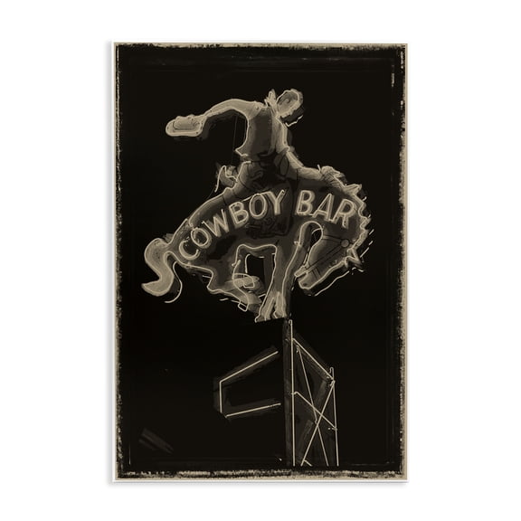 Stupell Industries Southwestern Cowboy Bar on Black Wall Plaque Art, 10 x 15, by Grotto Studios