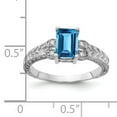 thumbnail image 2 of Primal Gold 14 Karat White Gold 7x5mm Emerald Cut Blue Topaz and Diamond Ring, 2 of 4
