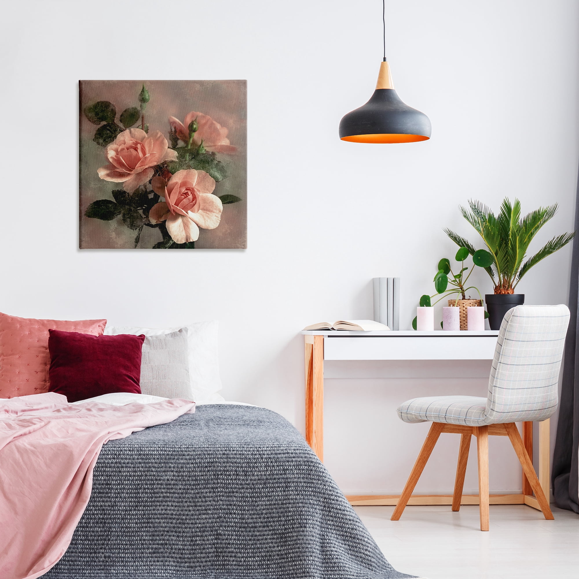 Stupell Industries Vintage Blush Petals Plants & Flowers Painting Wrapped Canvas Art Print Wall Art, 30 x 30