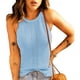 thumbnail image 5 of Camiseta Sin Mangas De Punto Para Mujer, Camisas De Punto Sin Mangas Para Mujer A La Moda, Ropa Cómoda, Color Puro Para El Trabajo Cergrey Azul cielo L, 5 of 6