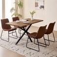thumbnail image 6 of 55.1" Rectangle Dining Table for 2 4 Person, Small Mid Century Modern Kitchen Table with Metal Cross Legs for Restaurant, Apartment, Brown Dining Room Table for Meeting Study Room (Only Table), 6 of 8
