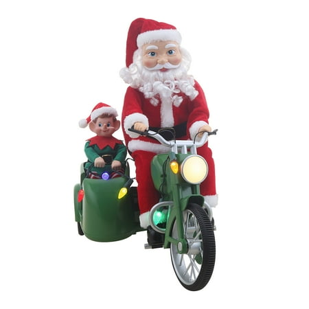 Mr. Christmas Motorcycling Santa with Sidecar  Green  15
