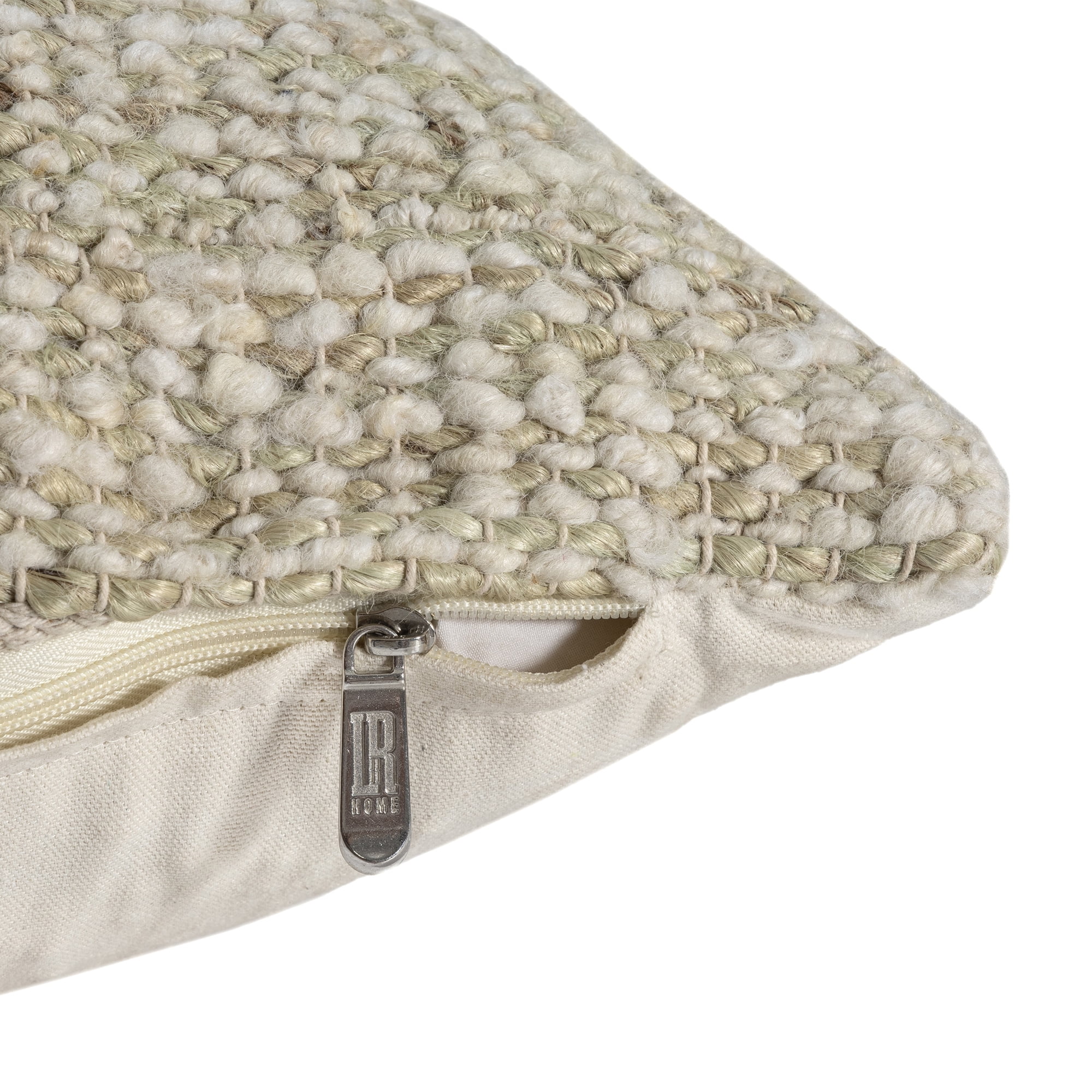 Harlow Hill Tulsa 22" x 22" Ivory/Green Striped Wool Blend Adult Decorative Throw Pillow Cover