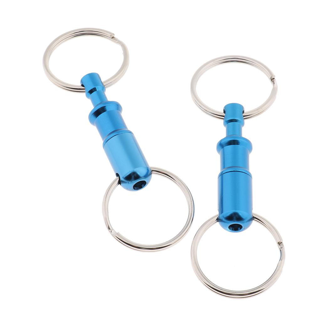 NOBRAND 2Pcs/Set Quick Release Keychain Pull-Apart Removable Keyring with Two Heavy Duty Split Rings Key Accessories (Blue)