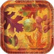 7" Beautiful Fall Square Paper Dessert Plates, 10ct
