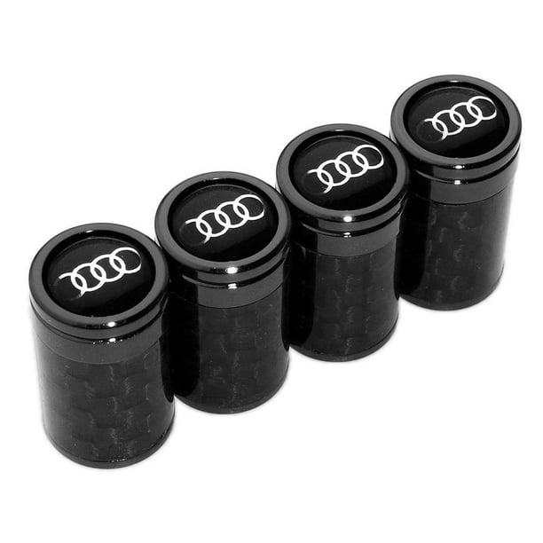 For Audi Sport Real Carbon Fiber Car Wheel Tire Air Valve Caps Stem Dust Cover With Audi Ring Logo Emblem Black Chrome Walmart Com Walmart Com