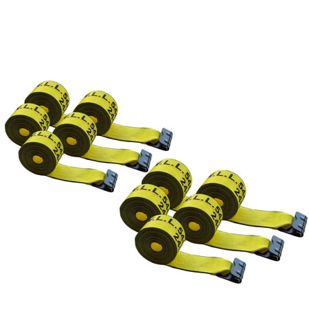 

Mega Cargo Control 10 Pack Heavy Duty 4 x 30 Winch Tie Down Strap W/ Flat Hook WLL: 5400lbs Yellow