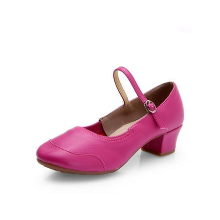

Tenmix Womens Comfort Latin Salsa Dancing Shoe Practice Chunky Heel Ballroom Dance Shoes Tango Non-Slip Rose Red Style A 5