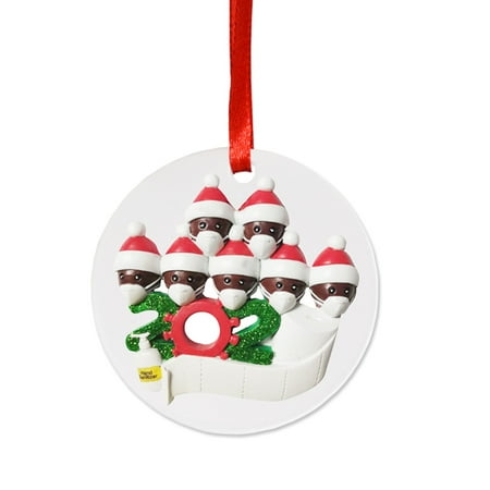 

2020 Ornament Personalized African Family with Mask Christmas Tree Hanging Pendant DIY Party Decoration