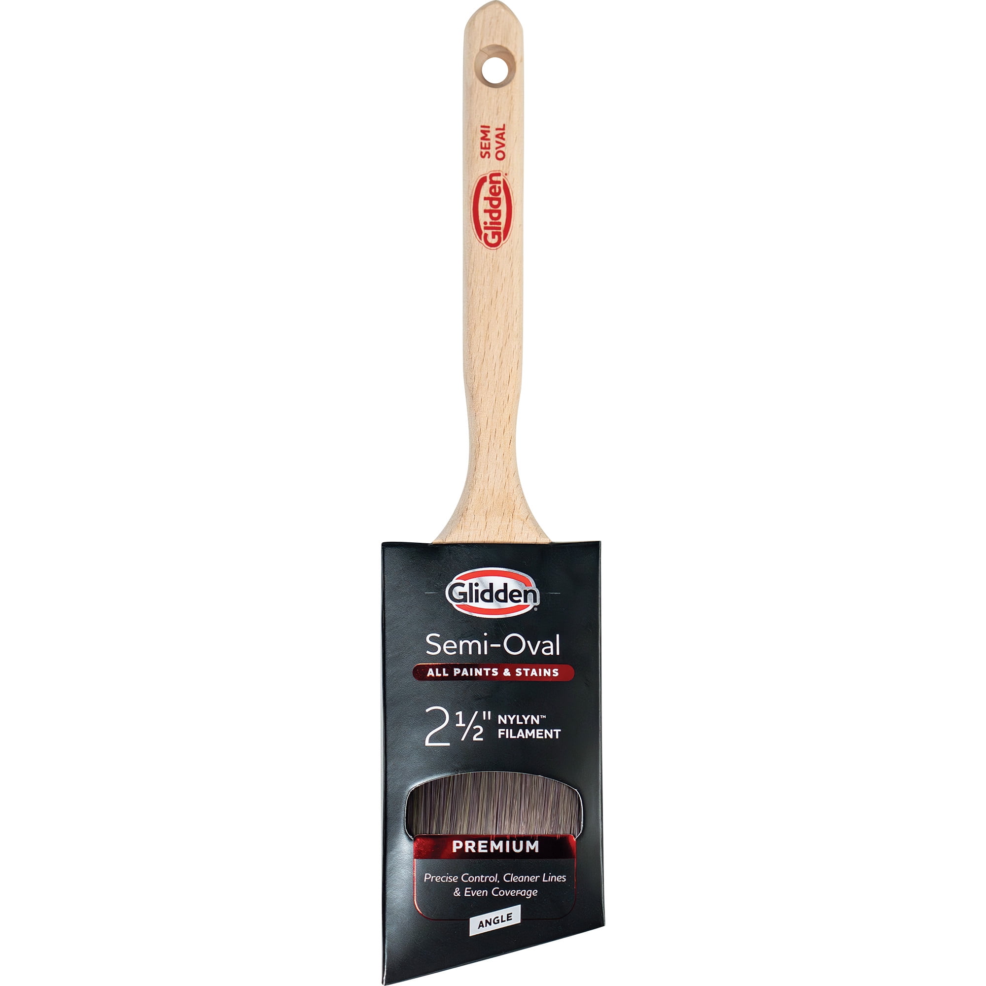 (3 pack) Glidden Semi-Oval Paintbrush with Wood Handle, Angled Sash, 2.5 Inch