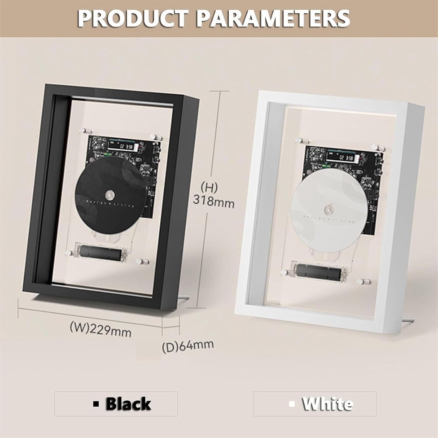 Wall Mounted CD Player, Music Frame CD Player, W/Remote Control, 5.0 Bluetooth/3.5mm AUX Output, Without Speakers, Home/Corridor/Office/Wall Decor,Black