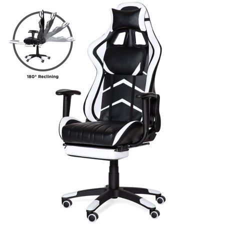 Best Choice Products Ergonomic High Back Executive Office Computer Racing Gaming Chair with 360-Degree Swivel, 180-Degree Reclining, Footrest, Adjustable Armrests, Headrest, Lumbar Support, (Best Office Chair Canada)