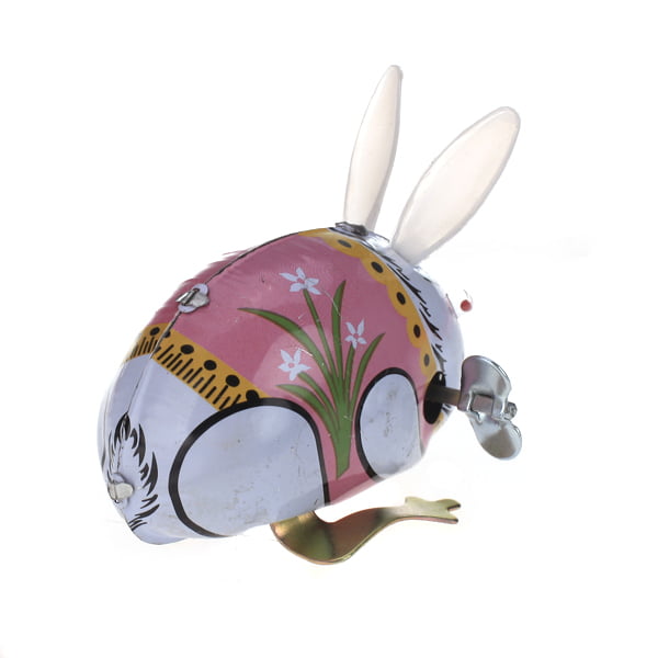 Vintage Collectible Rabbit Hare Drummer Clockwork Wind-Up Tin Toy w/ Key FM 