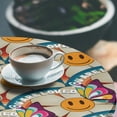 thumbnail image 3 of Ambesonne Emoji Fitted Round Tablecloth, Boho Floral You Are Loved, 56"- 60" Diameter, Pale Khaki and Apricot, 3 of 5