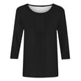 thumbnail image 3 of Posijego 3/4 Length Sleeve Womens Plain Tops Summer Casual Solid Color Crewneck Loose Dressy Blouses for Ladies, 3 of 5