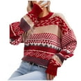 thumbnail image 5 of FDGIU Women's Chunky Knit Sweater Warm Pullover Crewneck Sweater 2025, Oversized Loose Striped Top, Casual Fall Fashion Cozy Tunic, 5 of 7