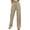 Beige, variant on Women's Cotton Linen Straight Leg Pants - Elastic Waist Loose Fit Solid Color Casual Trousers for Daily Comfort,Dark Blue M