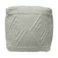 thumbnail image 4 of White Woolen Hand Woven Square Pouf, Footstool, Ottoman, Side table | TRD101, 4 of 6