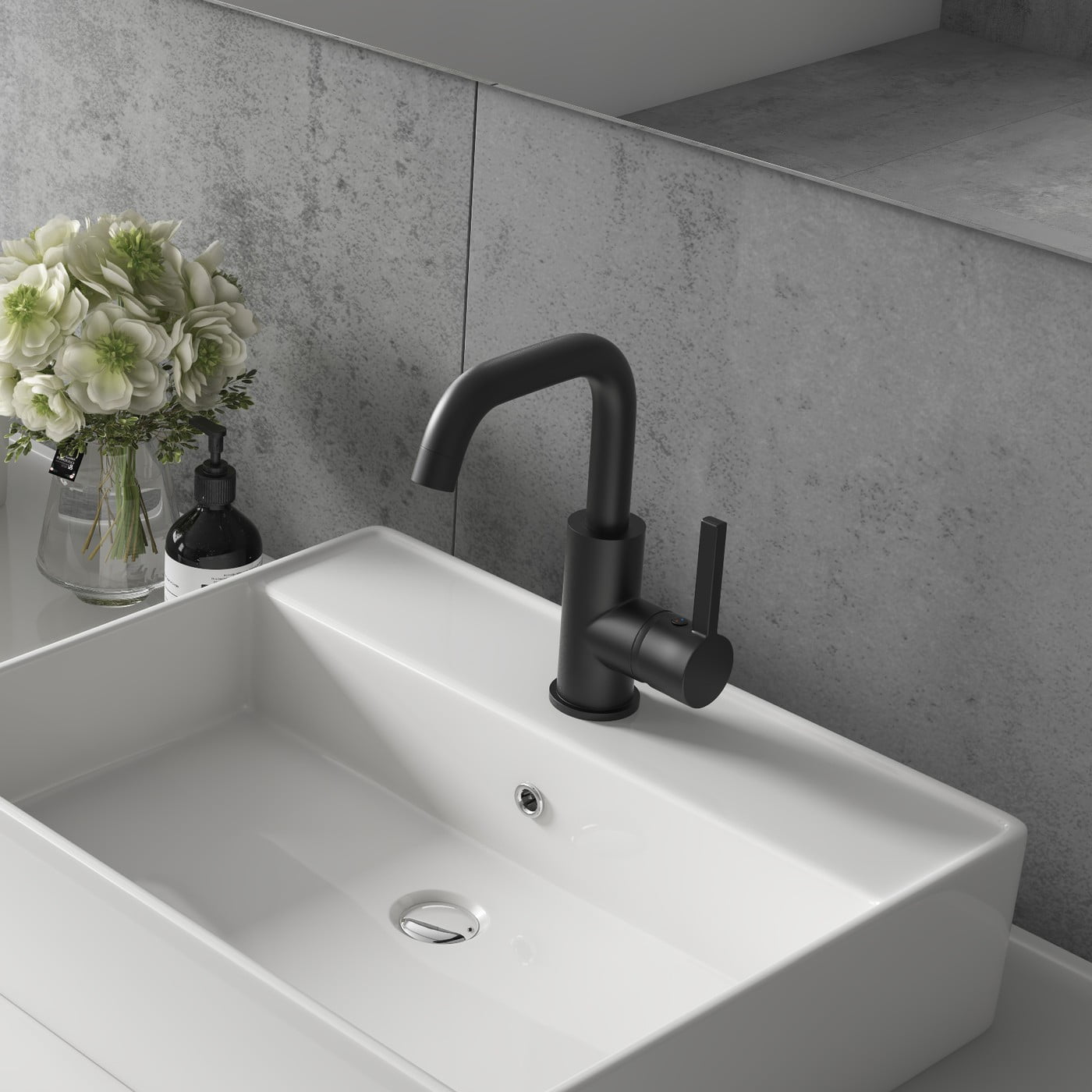 YZZY Single Lever Handle Bathroom Faucet for Sink 1 Hole Black Lavatory Vanity Basin Faucet High Arc Modern Sink Faucet