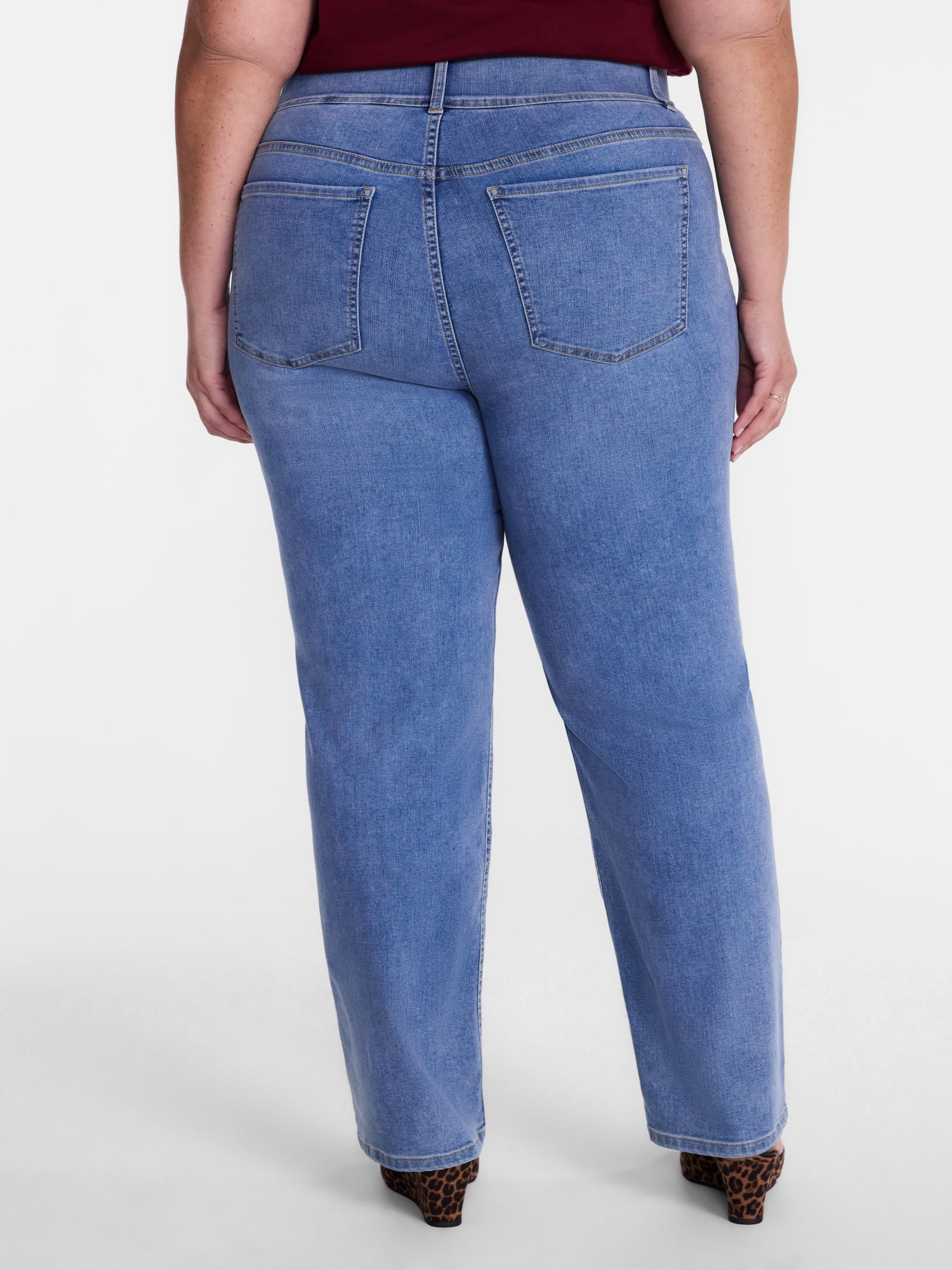 Terra and Sky Women's Plus High Rise Straight Leg Jeggings, Sizes 0X-4X