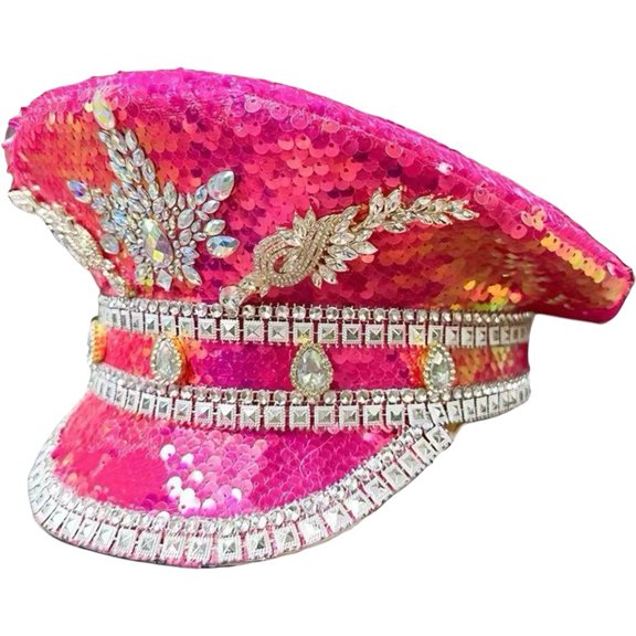 Jiibva Rhinestone Studded Festival Hat, Sparkly Statement Cap for Events and Parties