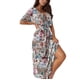thumbnail image 1 of Vestido de moda para mujer Vestido largo floral con cuello en V y manga corta con cinturón Fridja nalpqowj4298, 1 of 9