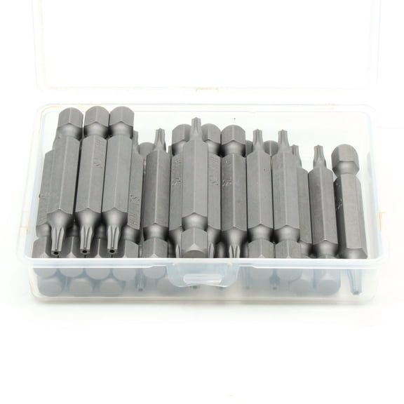 TMAX 25 pc T10H Tamper Proof Security Torx 6 point Screwdriver Impact Ready 2 Inch Length Insert Bits Hex Shank with Quick Release Slot