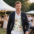 thumbnail image 3 of Yuyamidu Cowboy Men's Suit Vest Cactus Casual Waistcoat Vest for Men Size 2XL Leisure Dress Business Vests for Wedding Party Tuxedo V-neck Waistcoat with Pockets, 3 of 7