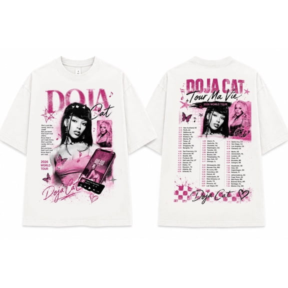 Doja Cat Vintage Graphic Tee, Tour Ma Vie 2026 Concert Merchandise Shirt with Tour Dates