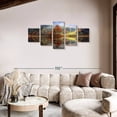 thumbnail image 2 of Elephant Stock Enchanted Lake Wall Art - Horizontal Multi Panel Canvas - Living Room Wall Decor - Nature Multi Panel - Blue And Beige Decor - 74" x 34", 2 of 8