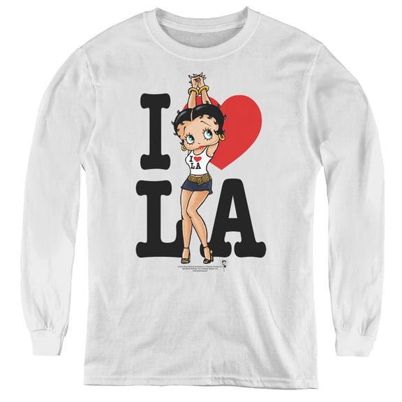 Betty Boop I Heart La Youth Long Sleeve T-Shirt Tee White