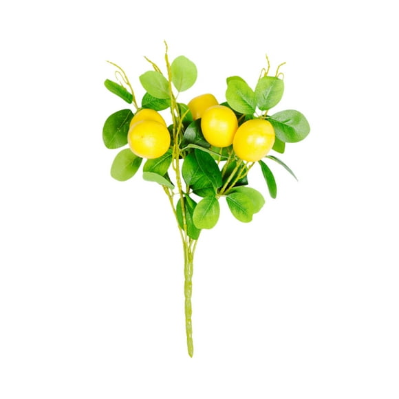 Hxlamzoo Artificial Lemon Branch with Realistic Fruit - Green Plastic Decorative Stems for Home, Office, Tabletop Arrangements (41cm Fake Lemon Tree Branch)