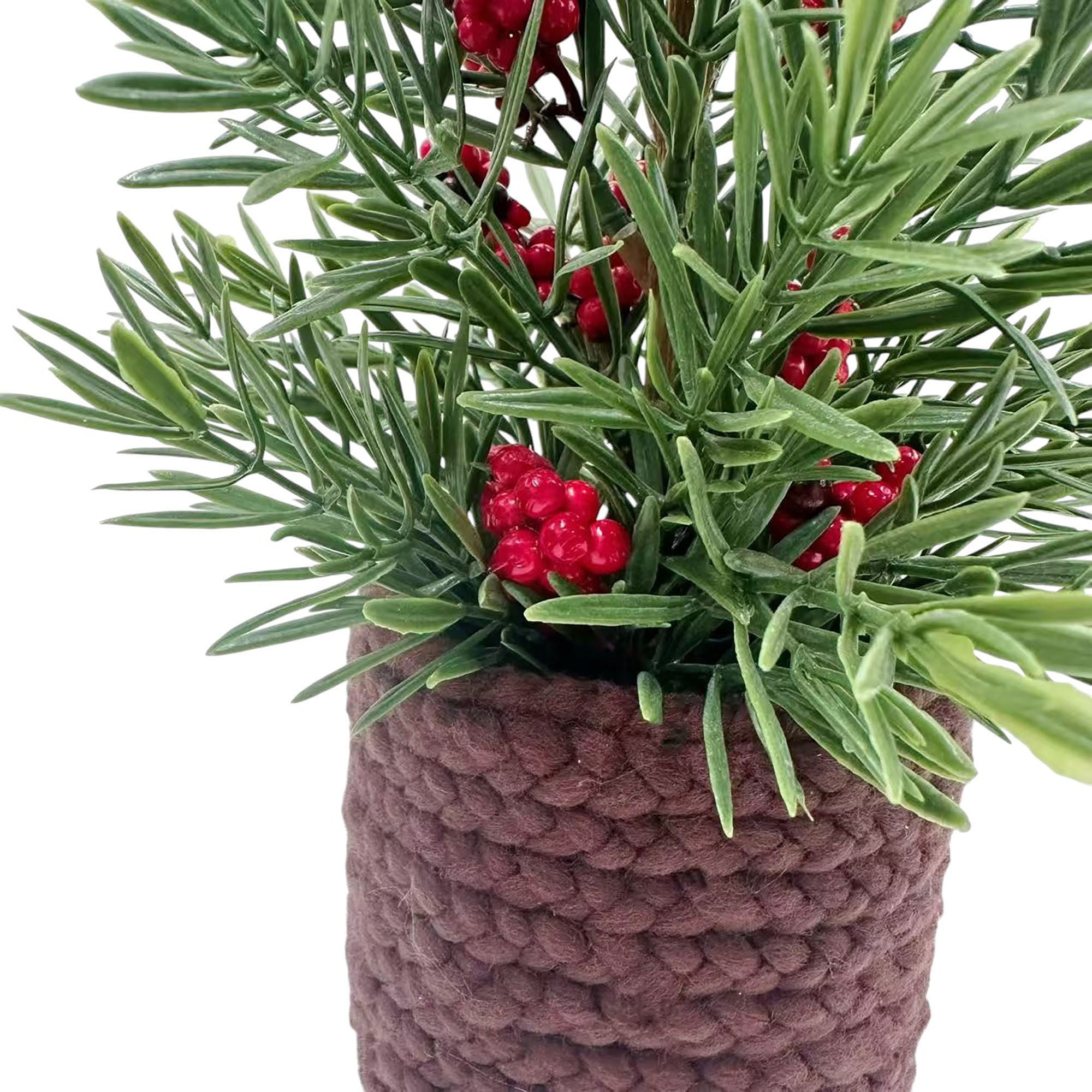 Holiday Time Décoration D’Arbre Avec Baies Et Pin Dans Panier Marron