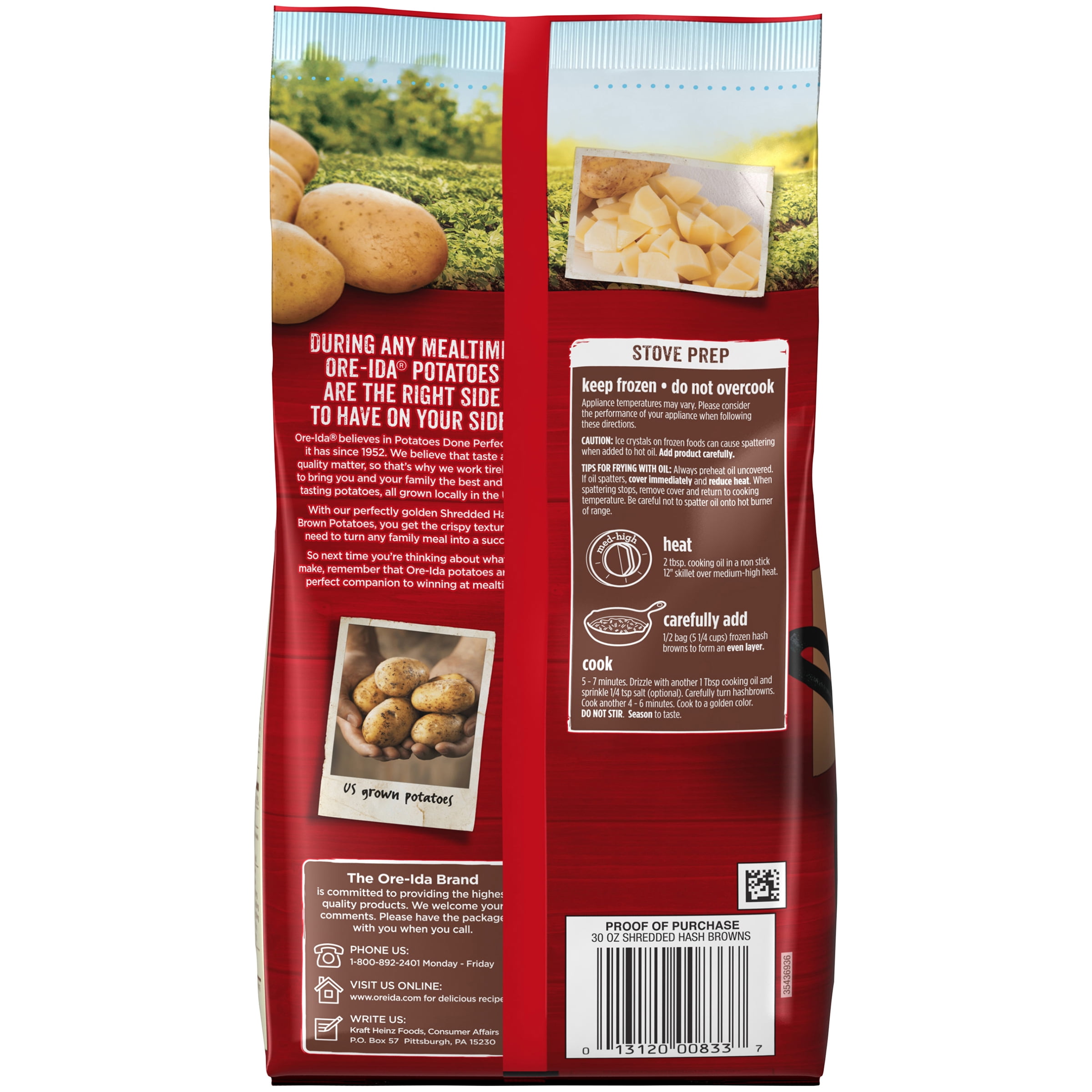 Ore Ida Shredded Hash Brown Potatoes 30 Oz Bag Walmart Com