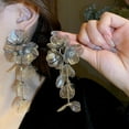thumbnail image 2 of Vintage Gold-color Big Flower Drop Earrings For Women Classic Crystal Metal Long Earrings Statement Bohemian Ear Jewelry Gifts, 2 of 5