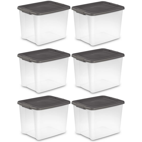 Sterilite 19373v06 50 Quart Clear Latched Plastic Storage Container 6 Pack
