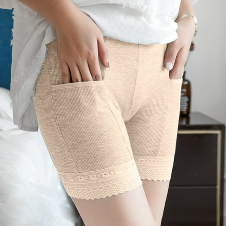 DondPO Plus Size Lingerie Leggings for Women Womens Solid Color Large Leggings Comfortable Loose Boxer Shorts Fashion Leggings For Women Boy Shorts Underwear Womens Underwear Panties for Women Beige M