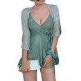 thumbnail image 1 of Fairnull Ruffle One-piece Swimsuit Solid Color Breathable Padded Bra with Chest Pad Comfortable Pool Wear Sexy Backless Push-Up Monokini Skirt Bathing Suit Swimming Clothes, 1 of 8