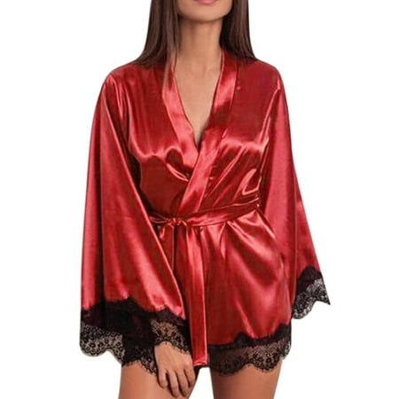 Small Women Satin Nightdress Silk Lingerie Plus Size Women Lace Lingerie Nightgown Sleepwear Plus Size Women 3X Robe