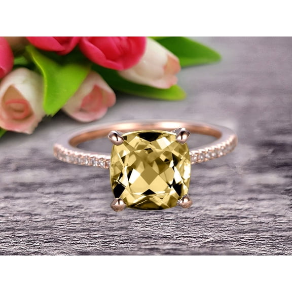 7mm Cushion Cut 1.80 Carat Champagne Diamond Moissanite Engagement Ring Anniversary Gift 10k Rose Gold Curved Basket Under