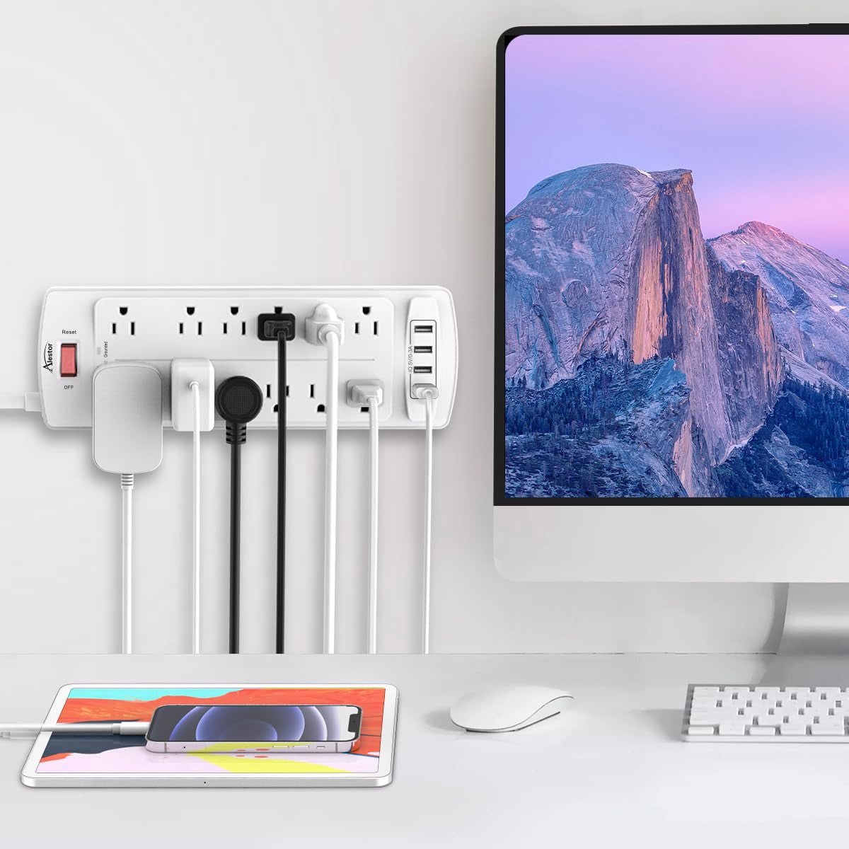 Power Strip  Surge Protector With 12 Outlets And 4 Usb Ports 6 Feet Extension Cord (1875w/15a) For Home Office Dorm 2700 Joules Etl Listed (white)