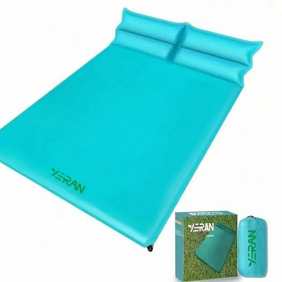 Double Sleeping Pad, 2in Memory Foam Camping Mattress 2 Person With Pillow, 5R Insulated Self Inflating Camping Pad, Air Mattress Inflatable Sleeping Mat For Backpacking